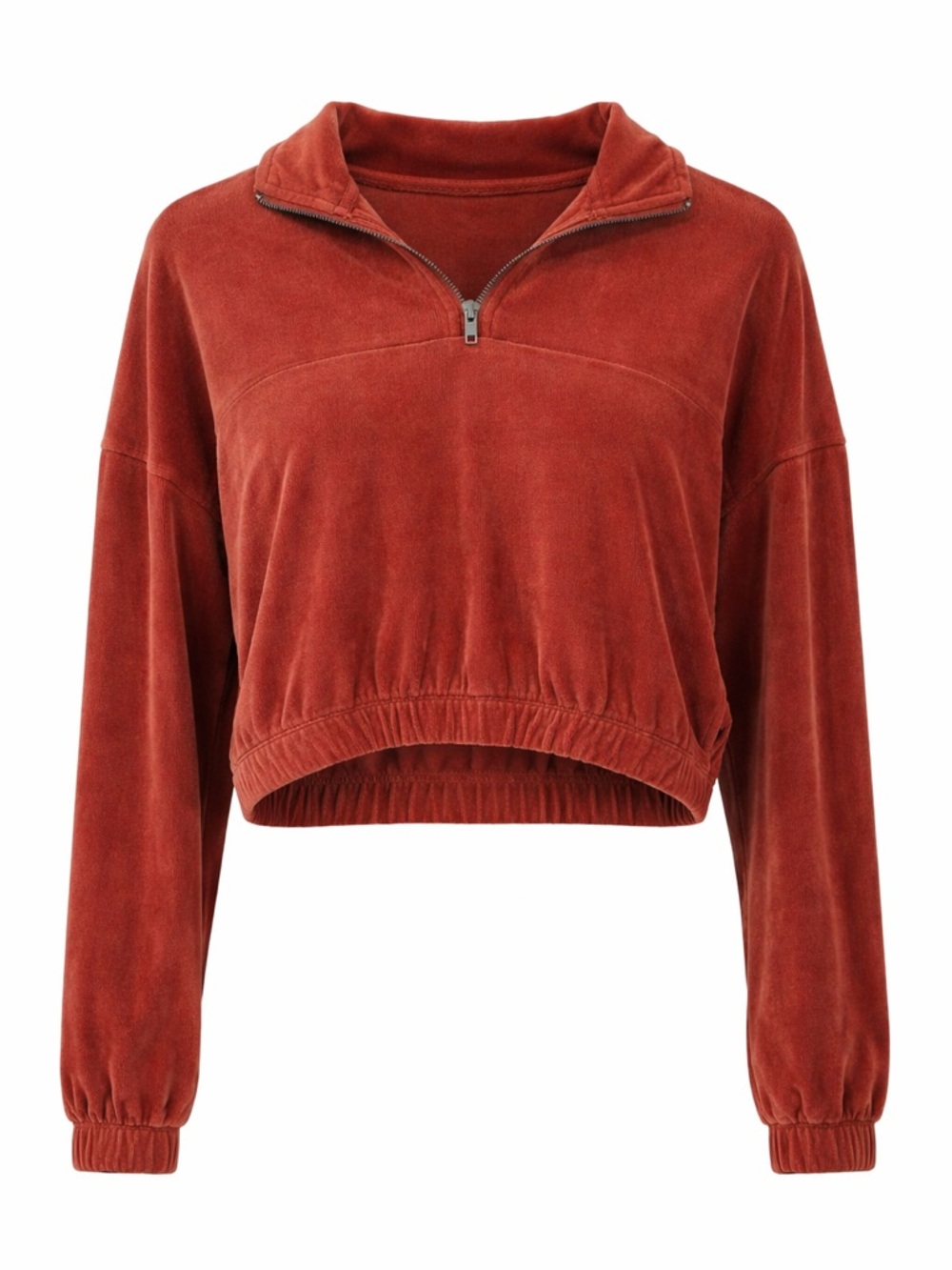 Pink Republic Rust Half-Zip Cropped Pullover Sweatshirt